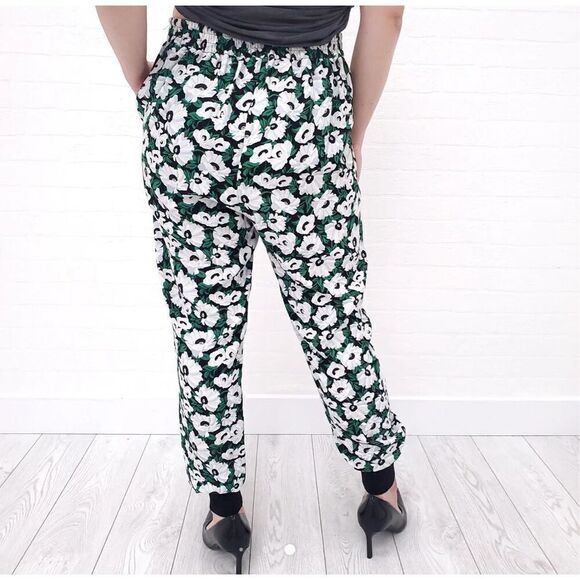 Stella McCartney Green Floral Elastic Back Skinny Viscose Pants w/tapered Ankles - Picture 16 of 16